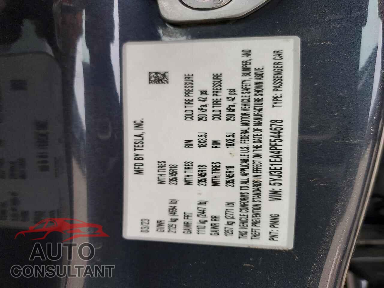 TESLA MODEL 3 2023 - 5YJ3E1EA4PF544678