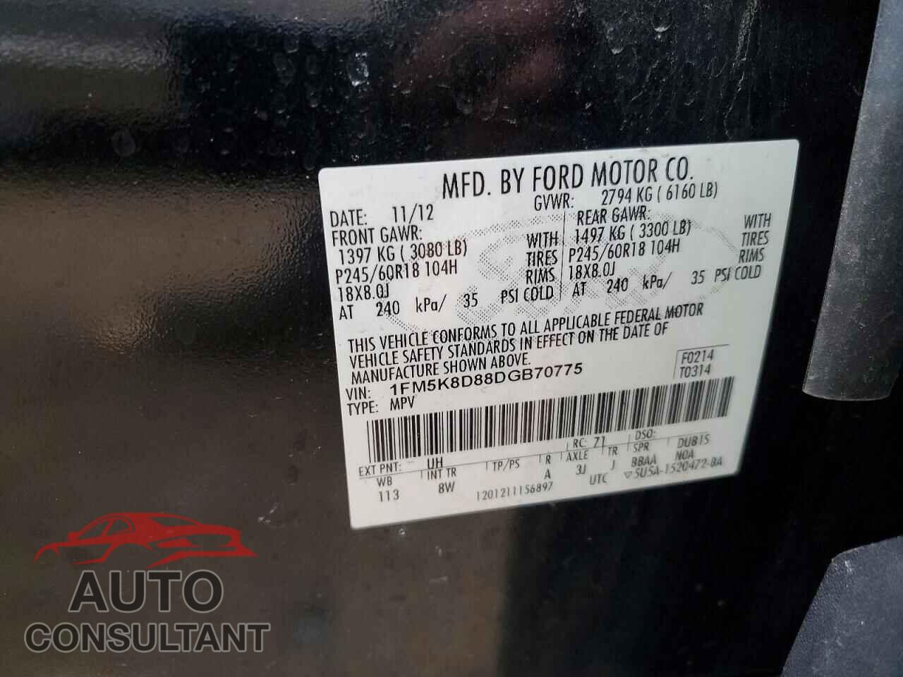 FORD EXPLORER 2013 - 1FM5K8D88DGB70775