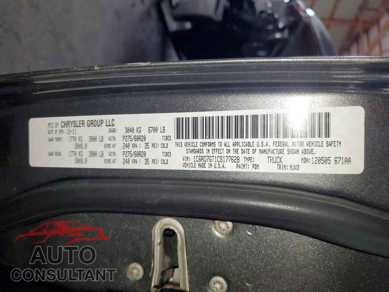 DODGE RAM 1500 2012 - 1C6RD7GT1CS177628