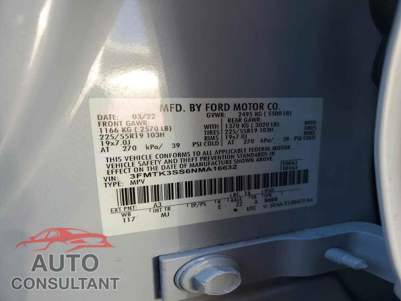 FORD MUSTANG 2022 - 3FMTK3SS6NMA16632