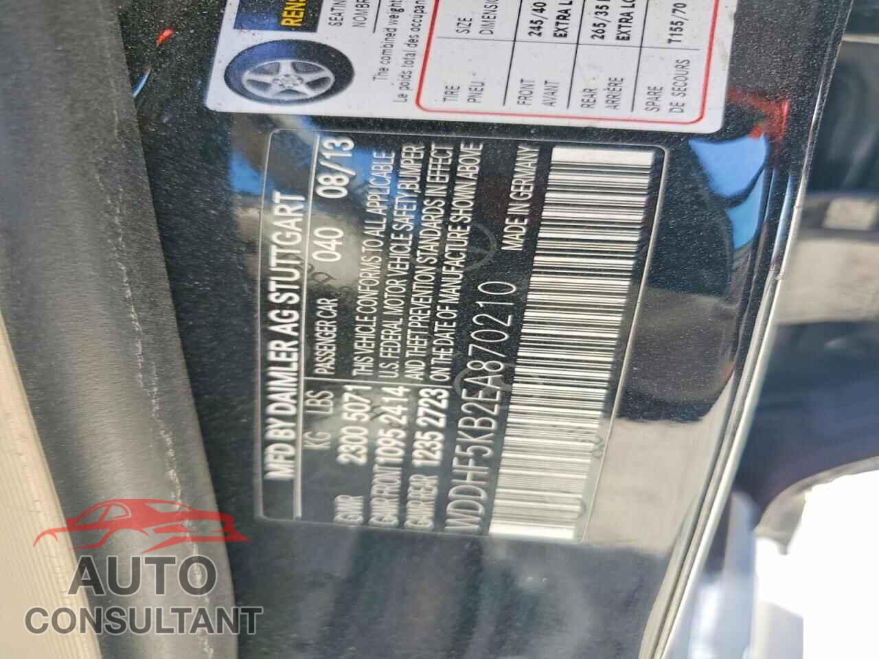 MERCEDES-BENZ E-CLASS 2014 - WDDHF5KB2EA870210