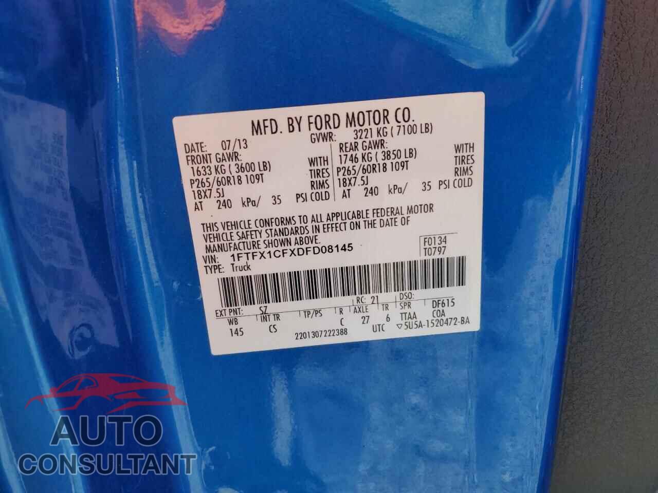 FORD F-150 2013 - 1FTFX1CFXDFD08145