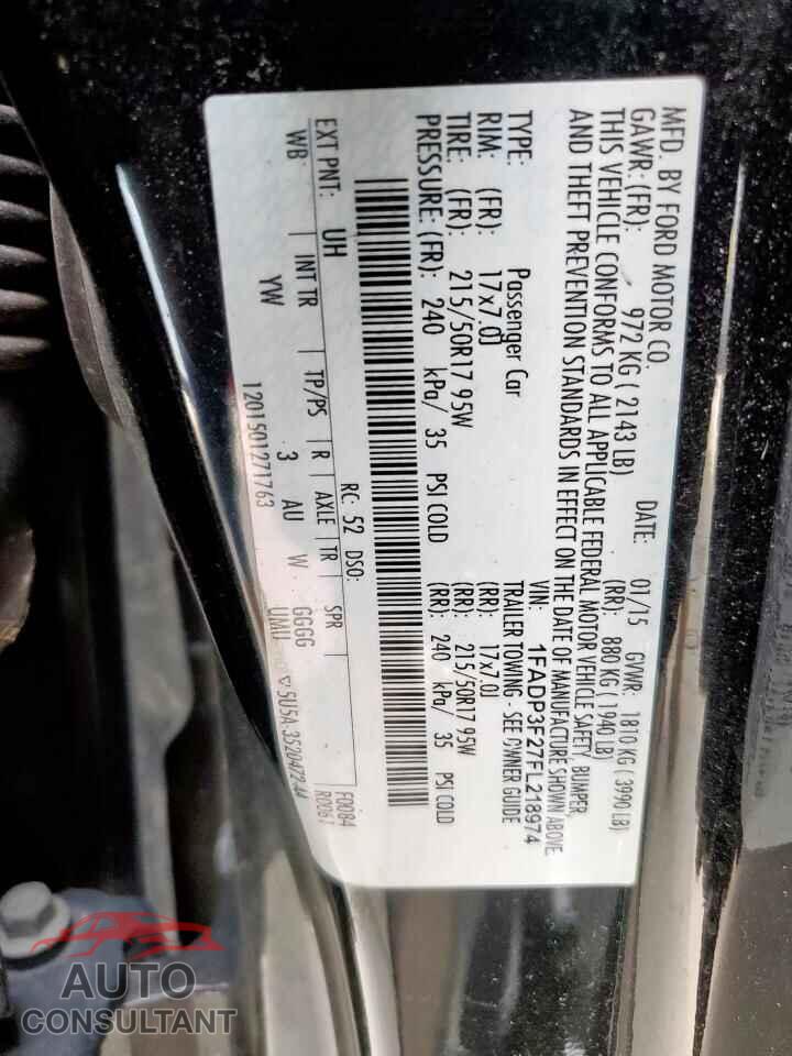 FORD FOCUS 2015 - 1FADP3F27FL218974