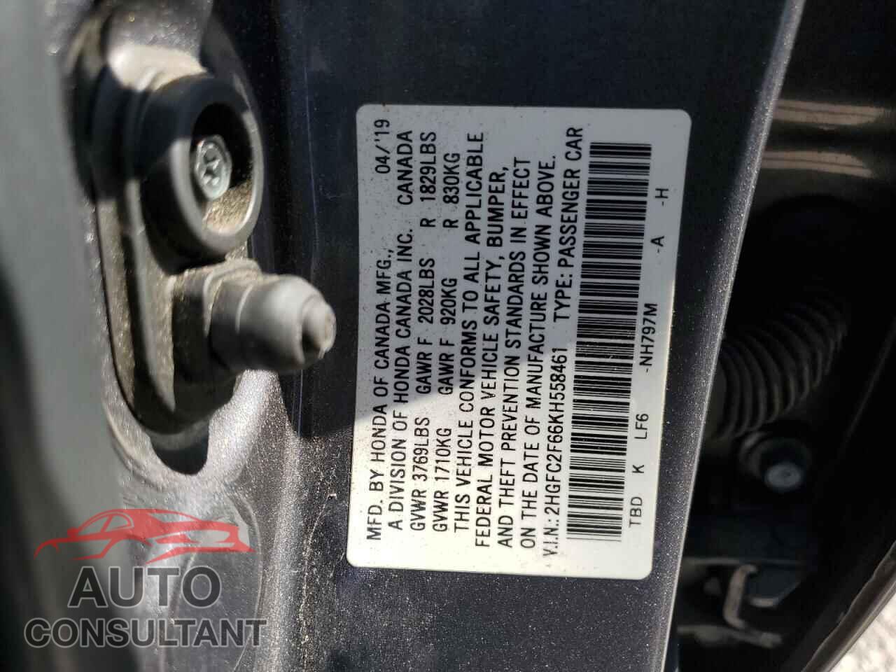 HONDA CIVIC 2019 - 2HGFC2F66KH558461