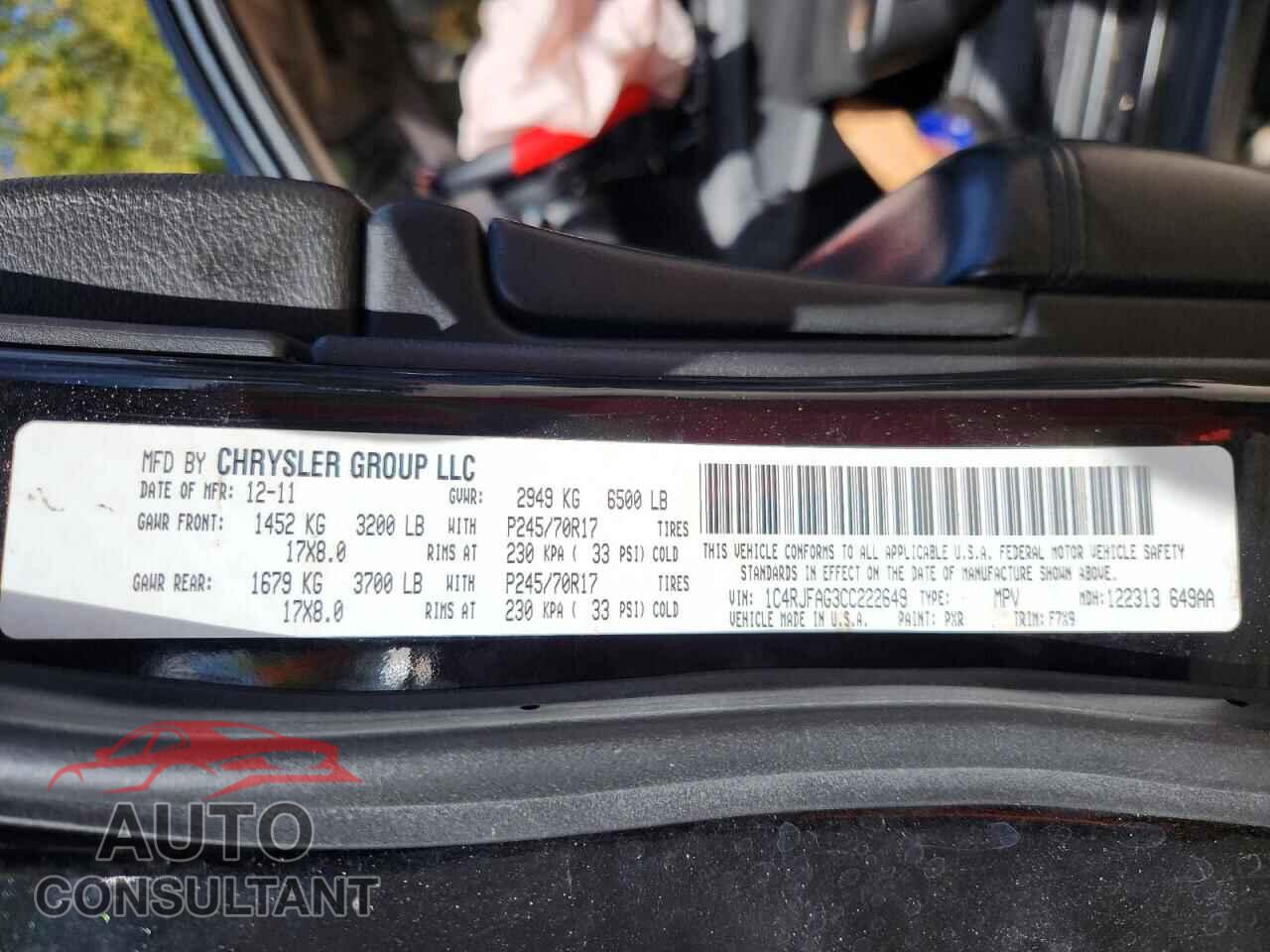 JEEP CHEROKEE 2012 - 1C4RJFAG3CC222649