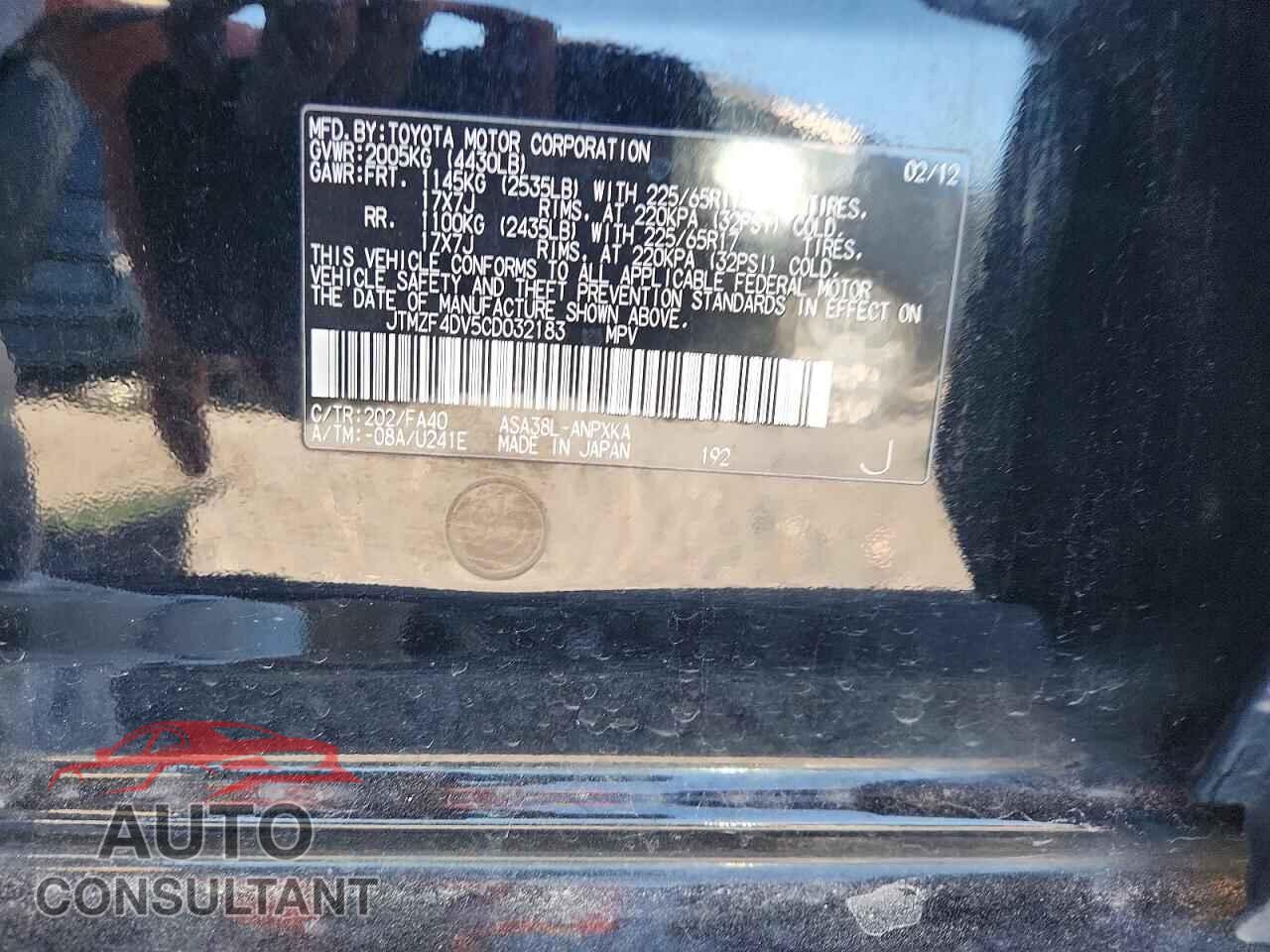 TOYOTA RAV4 2012 - JTMZF4DV5CD032183
