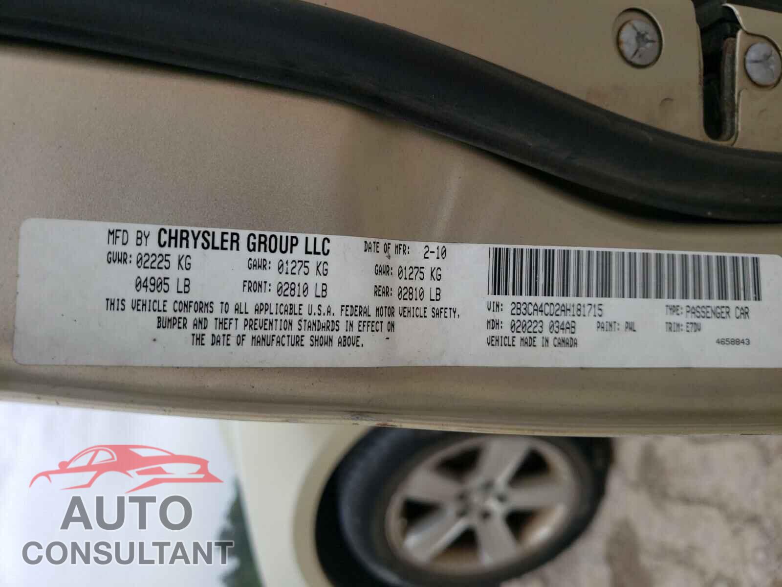 DODGE CHARGER 2010 - 2B3CA4CD2AH181715