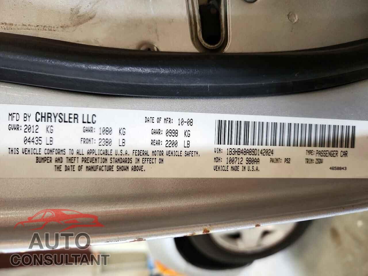 DODGE CALIBER 2009 - 1B3HB48A89D142024