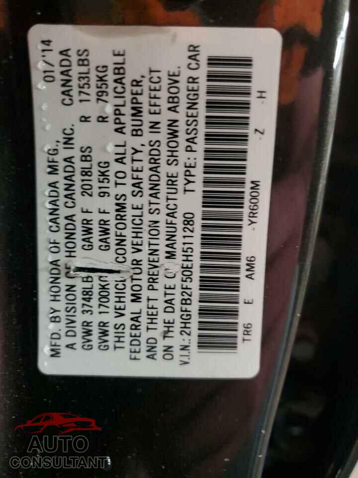 HONDA CIVIC 2014 - 2HGFB2F50EH511280