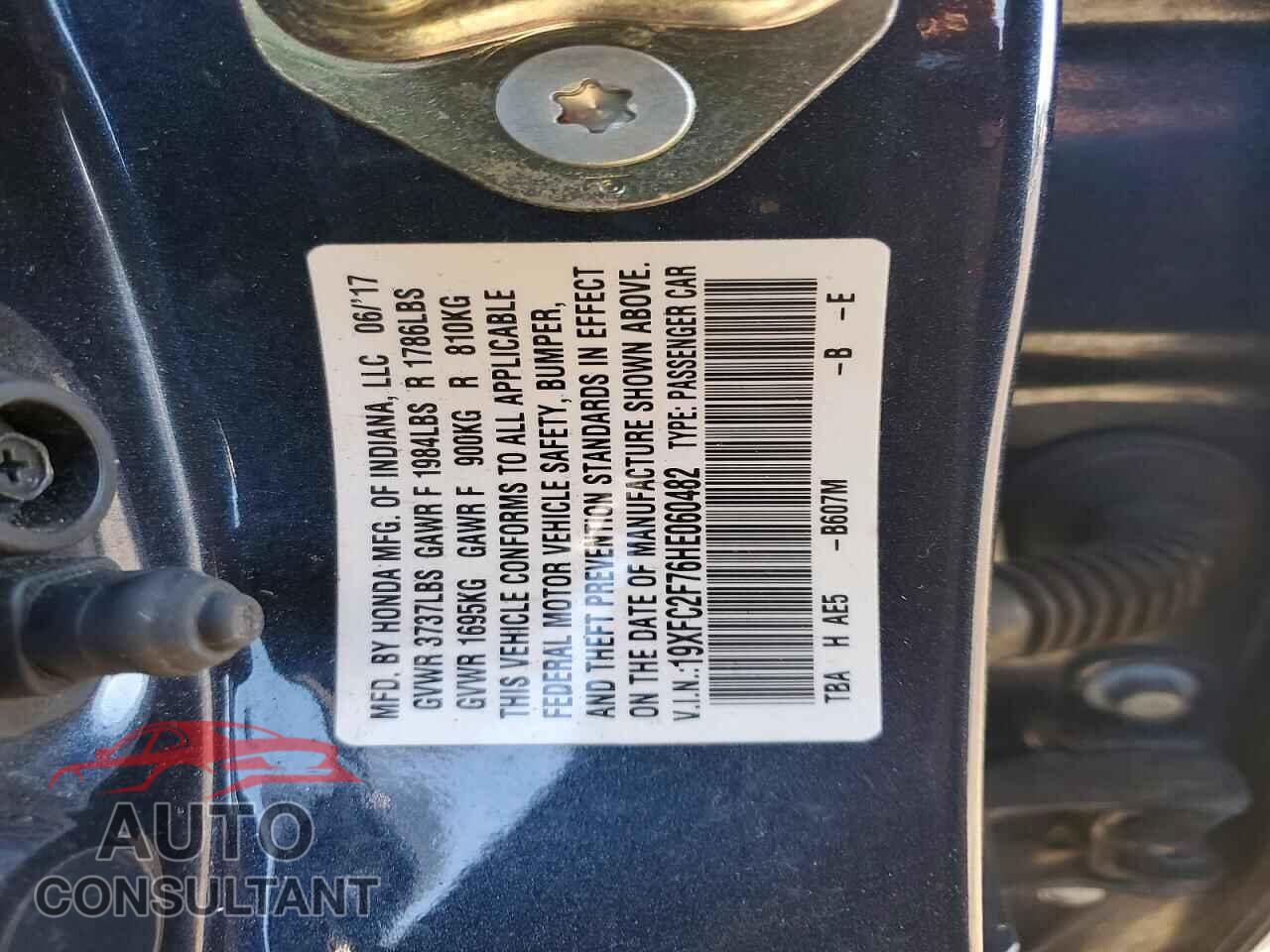 HONDA CIVIC 2017 - 19XFC2F76HE060482