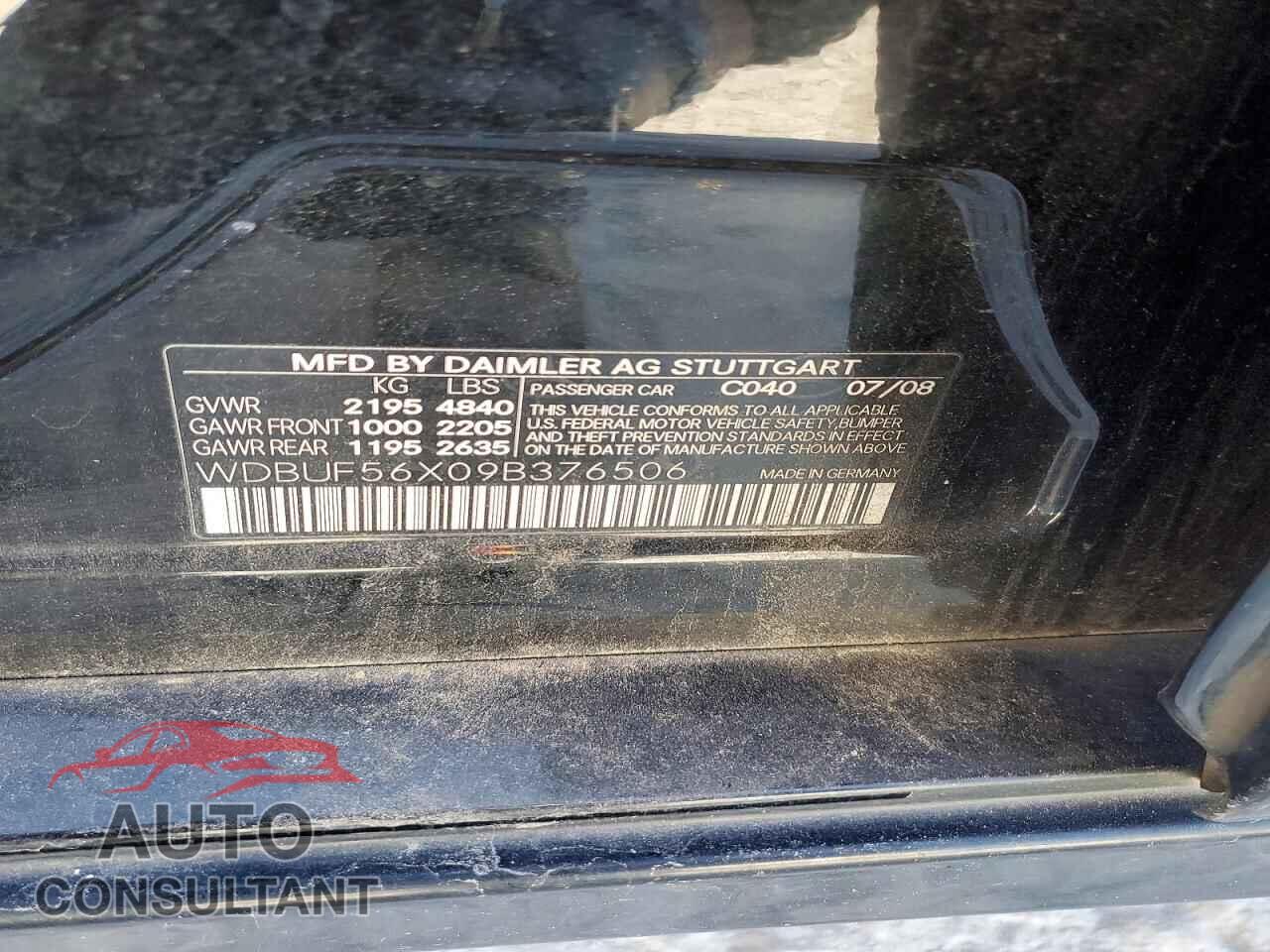 MERCEDES-BENZ E-CLASS 2009 - WDBUF56X09B376506