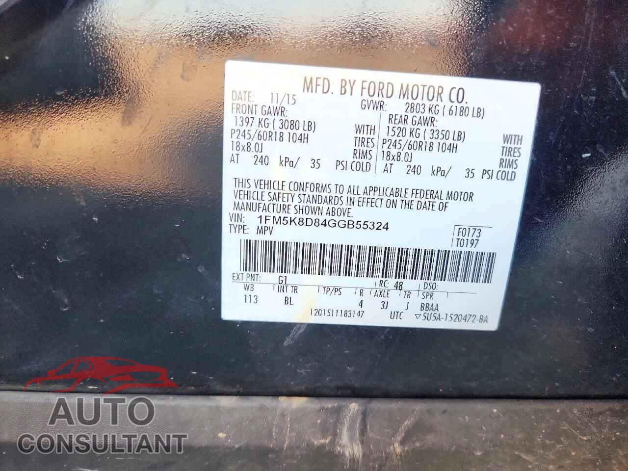 FORD EXPLORER 2016 - 1FM5K8D84GGB55324
