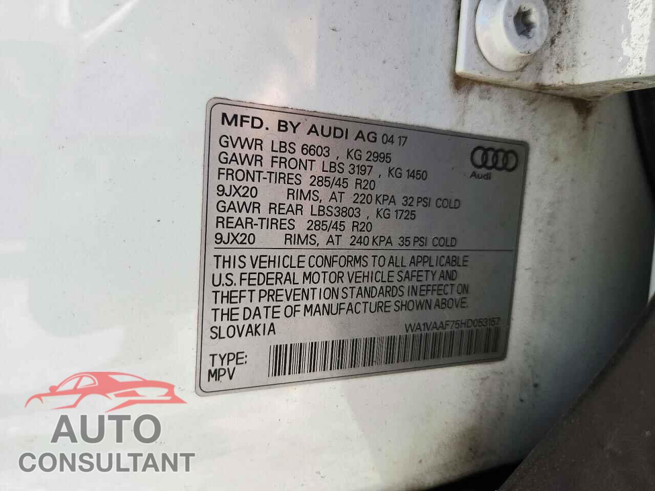 AUDI Q7 2017 - WA1VAAF75HD053157
