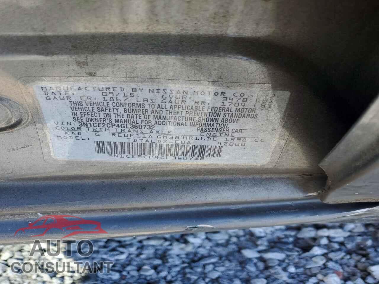 NISSAN VERSA NOTE 2016 - 3N1CE2CP4GL360732