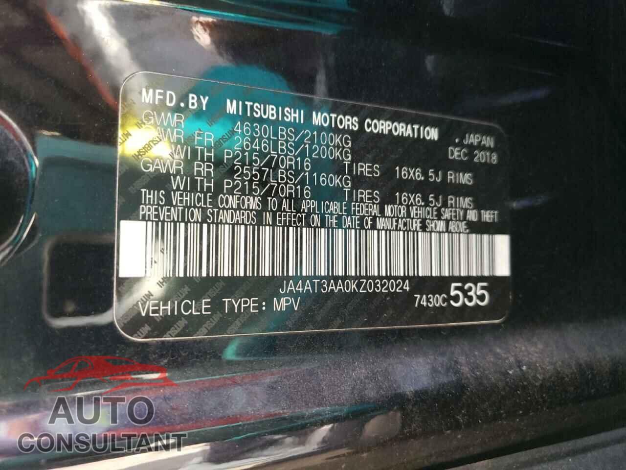MITSUBISHI ECLIPSE 2019 - JA4AT3AA0KZ032024