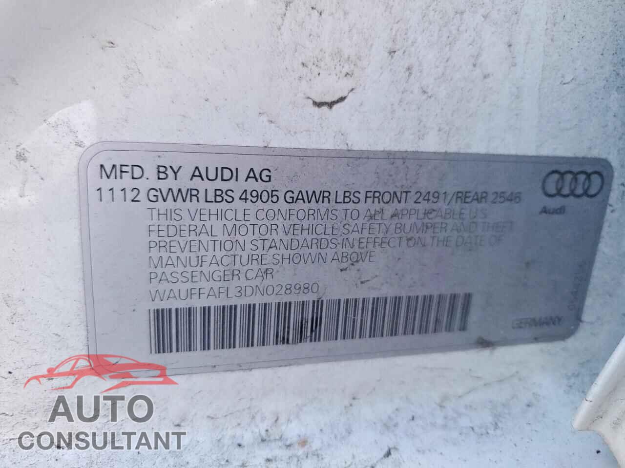 AUDI A4 2013 - WAUFFAFL3DN028980