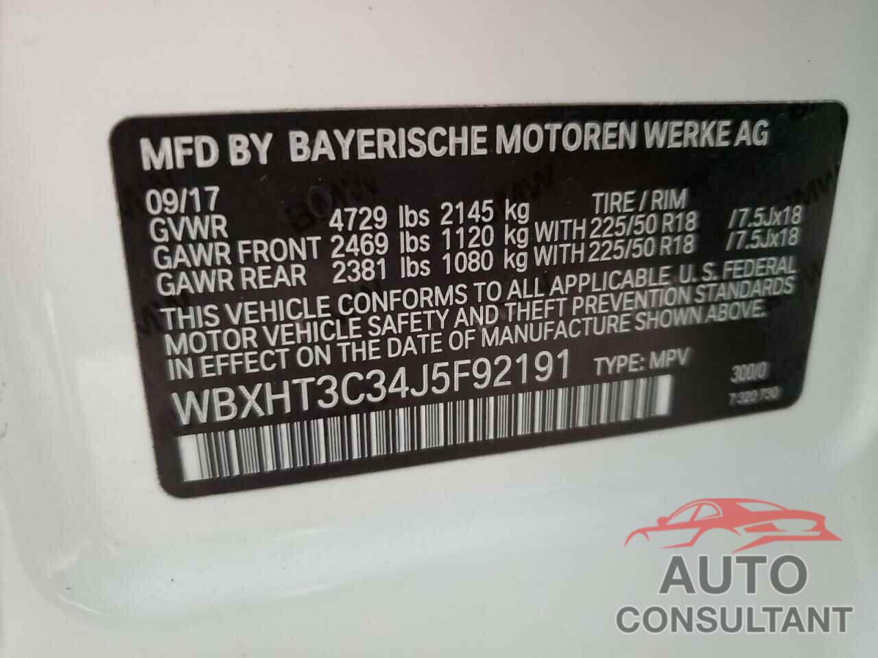 BMW X1 2018 - WBXHT3C34J5F92191