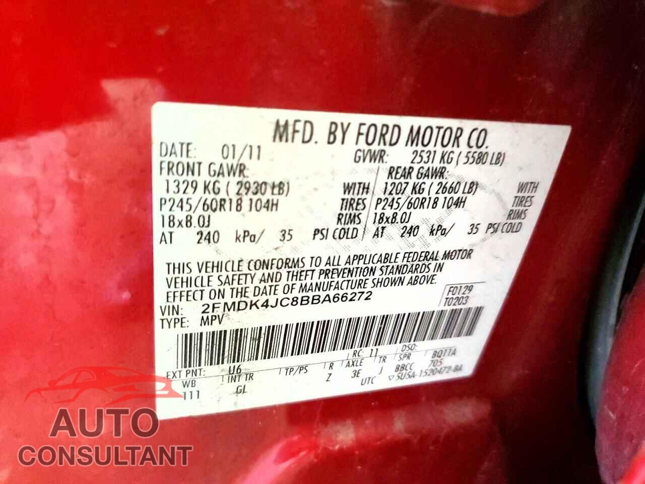 FORD EDGE 2011 - 2FMDK4JC8BBA66272