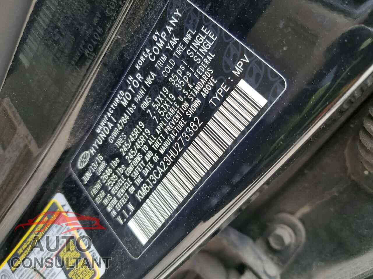 HYUNDAI TUCSON 2017 - KM8J3CA23HU273382