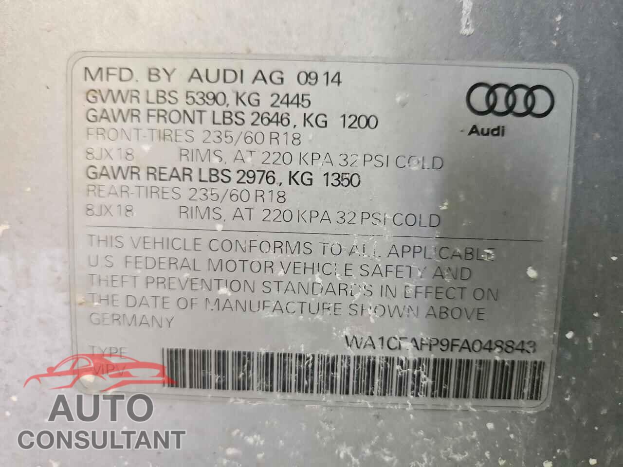 AUDI Q5 2015 - WA1CFAFP9FA048843