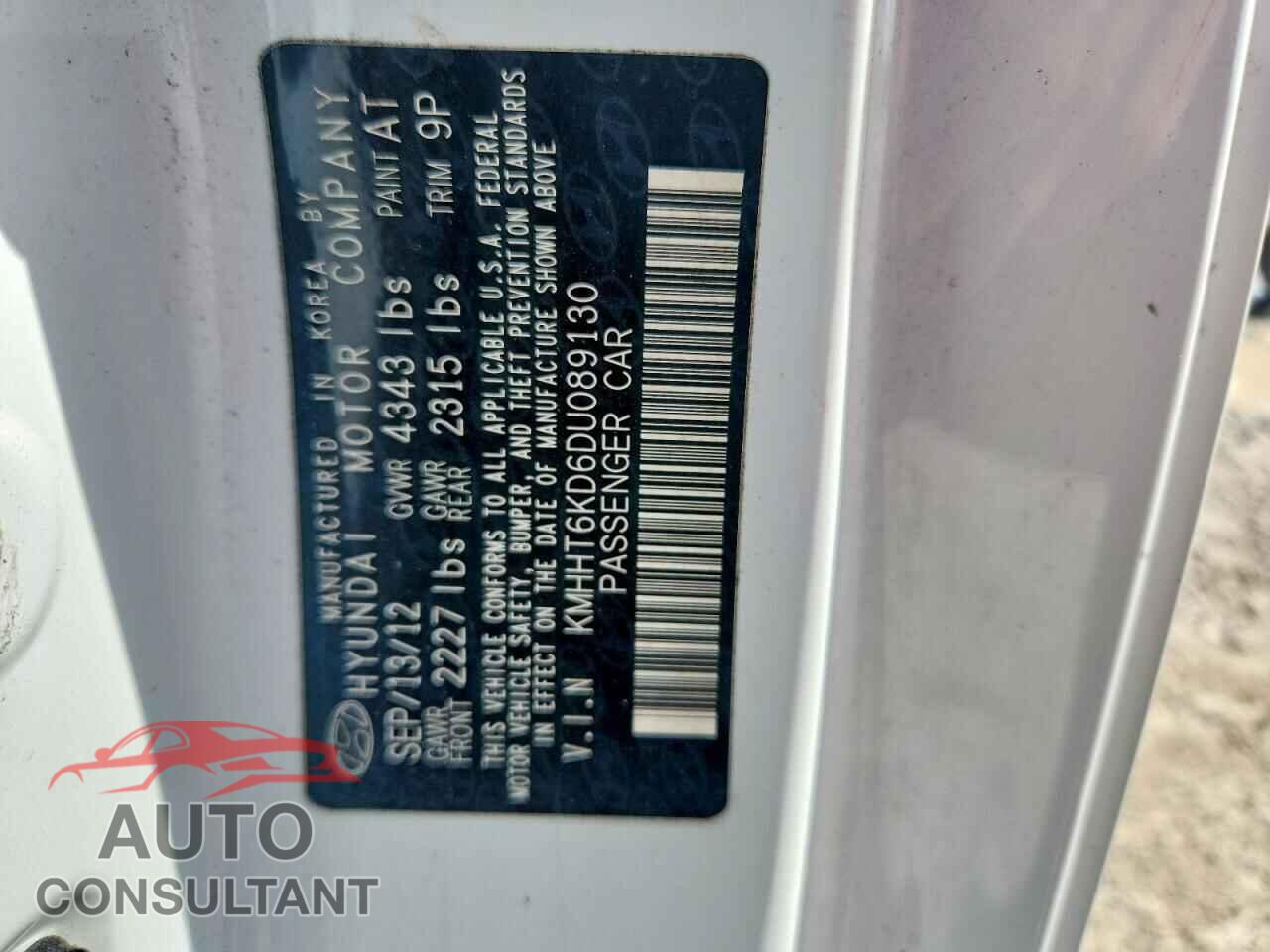 HYUNDAI GENESIS 2013 - KMHHT6KD6DU089130