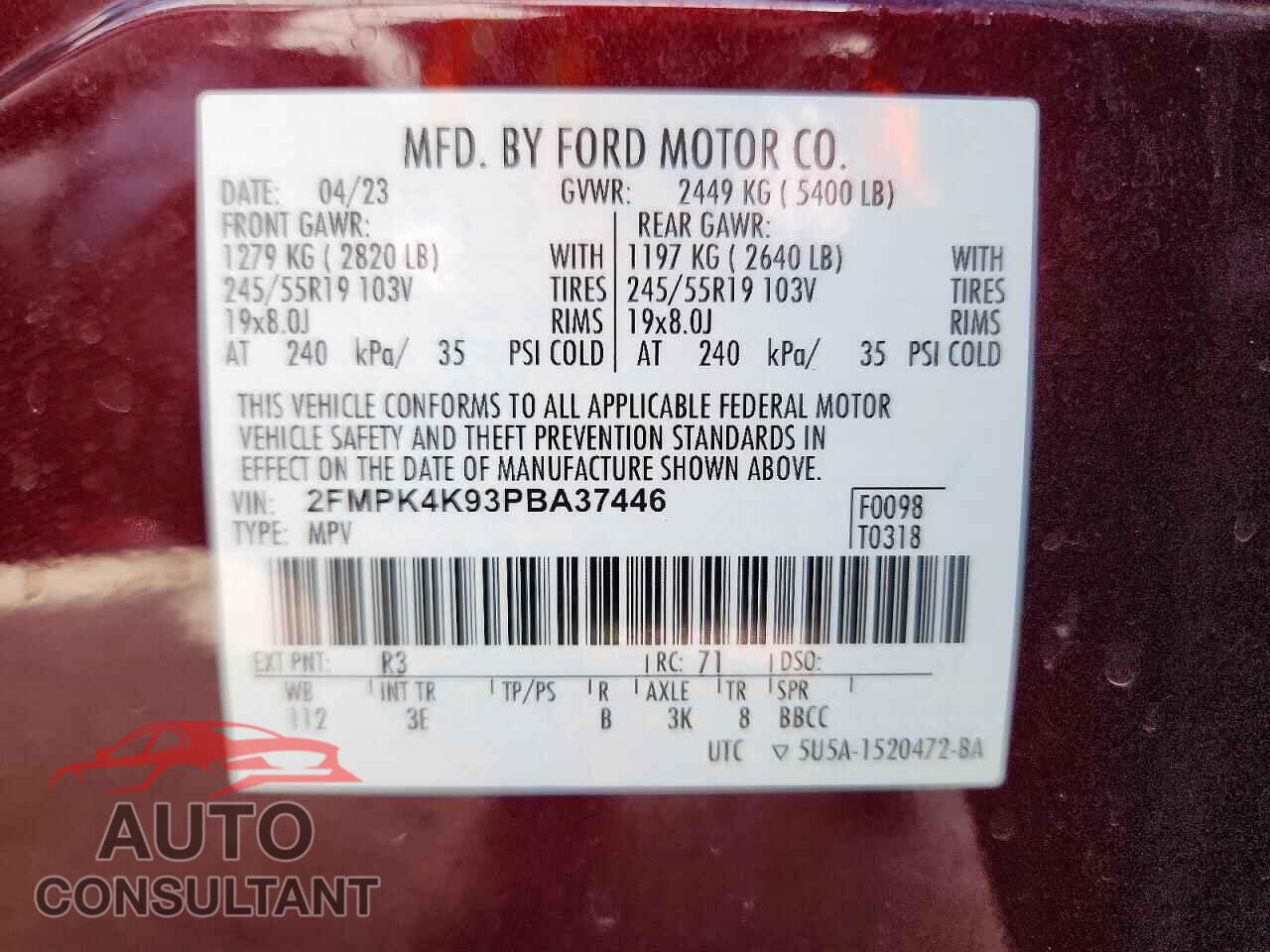 FORD EDGE 2023 - 2FMPK4K93PBA37446