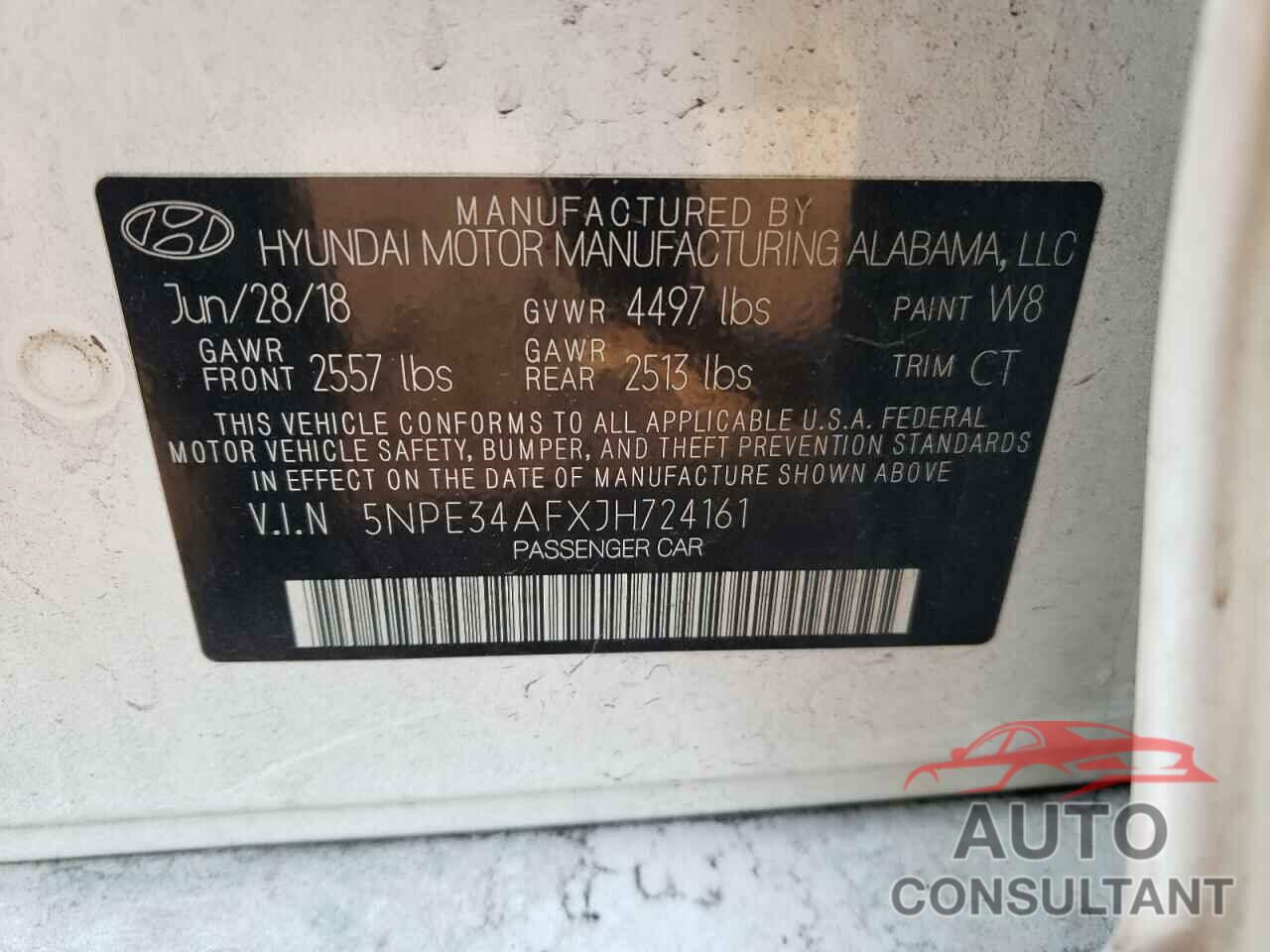 HYUNDAI SONATA 2018 - 5NPE34AFXJH724161