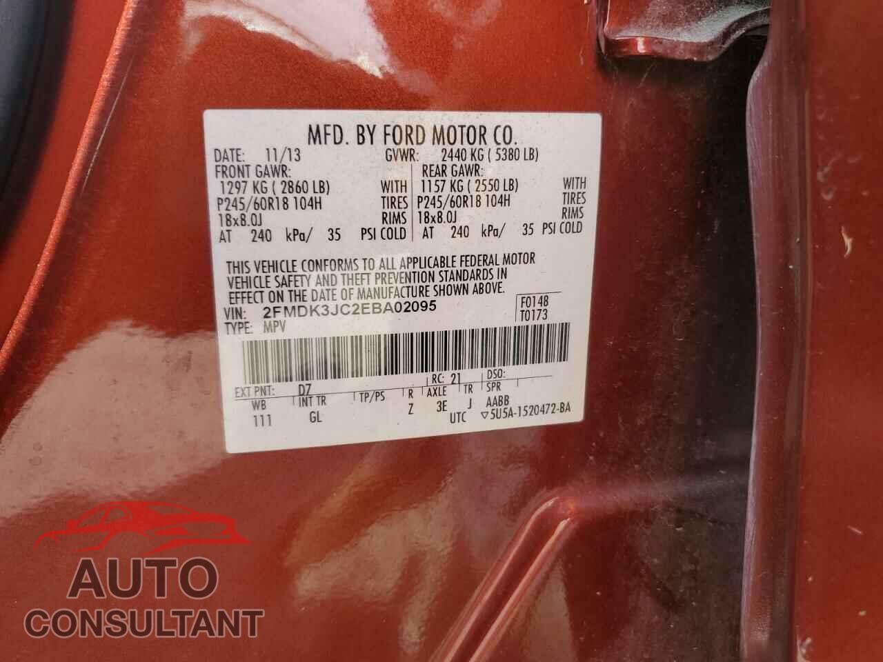 FORD EDGE 2014 - 2FMDK3JC2EBA02095