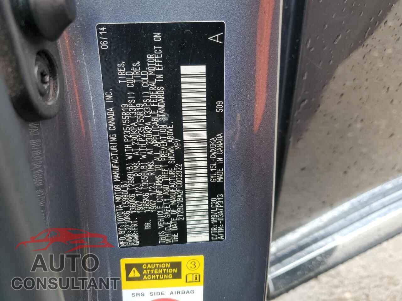 LEXUS RX450 2015 - 2T2BC1BA2FC002922