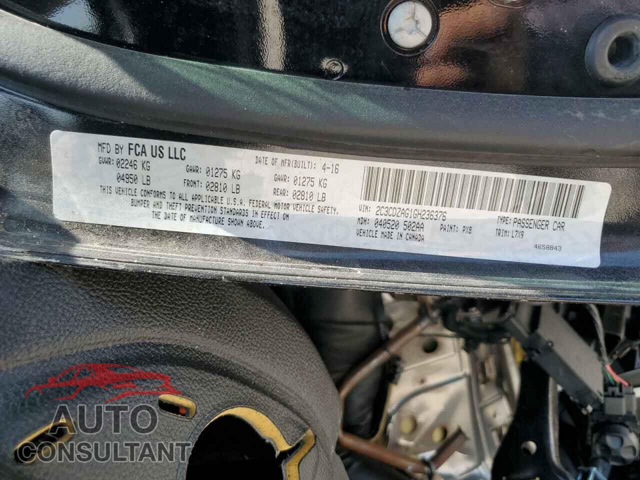 DODGE CHALLENGER 2016 - 2C3CDZAG1GH236376
