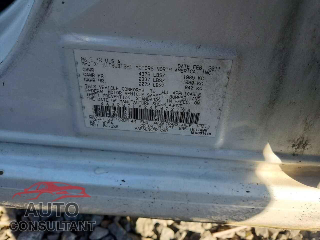 MITSUBISHI GALANT 2011 - 4A32B2FF2BE022790