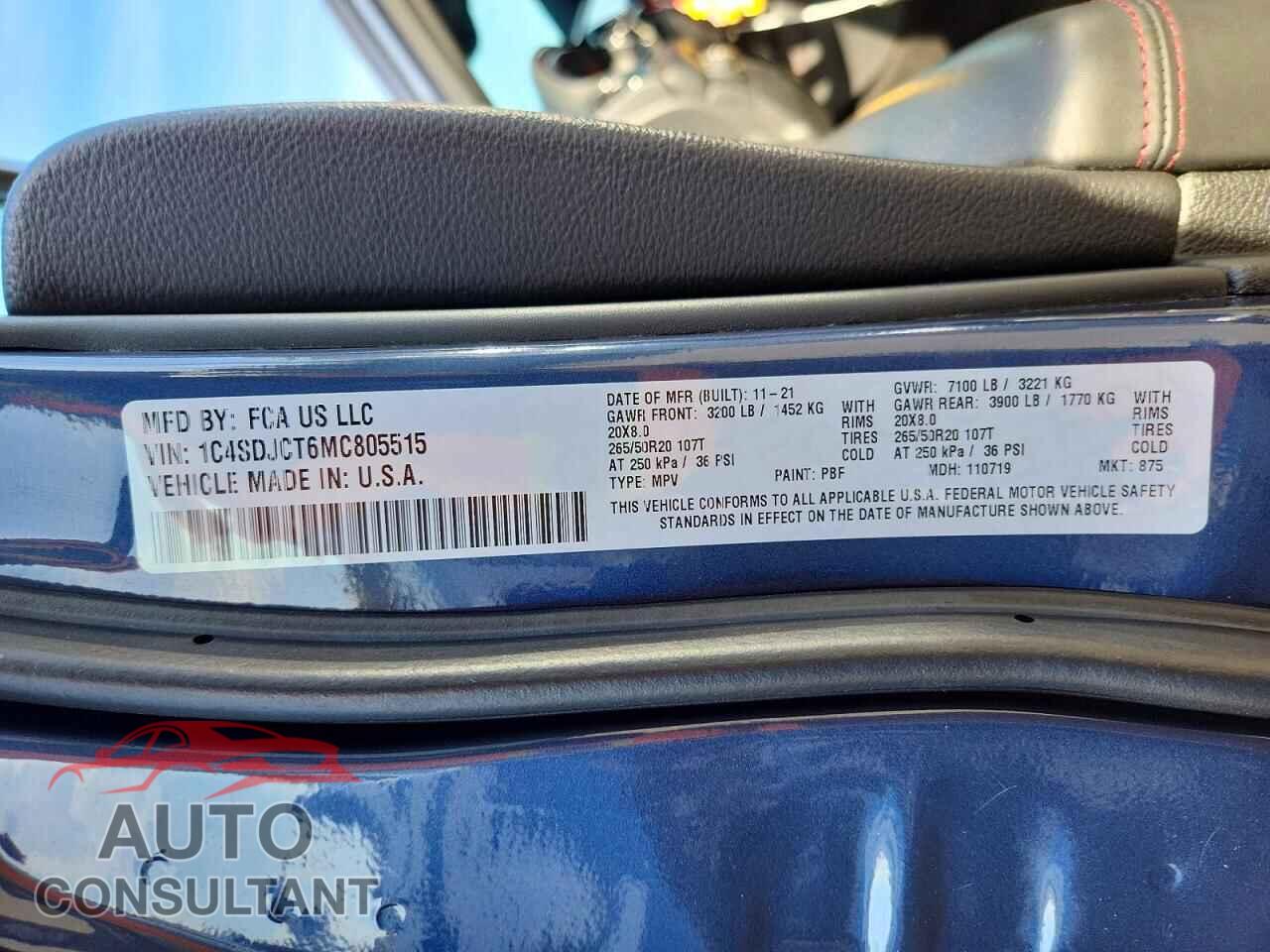 DODGE DURANGO 2021 - 1C4SDJCT6MC805515