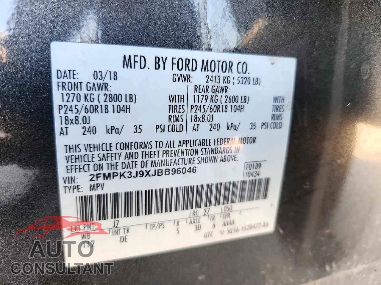 FORD EDGE 2018 - 2FMPK3J9XJBB96046