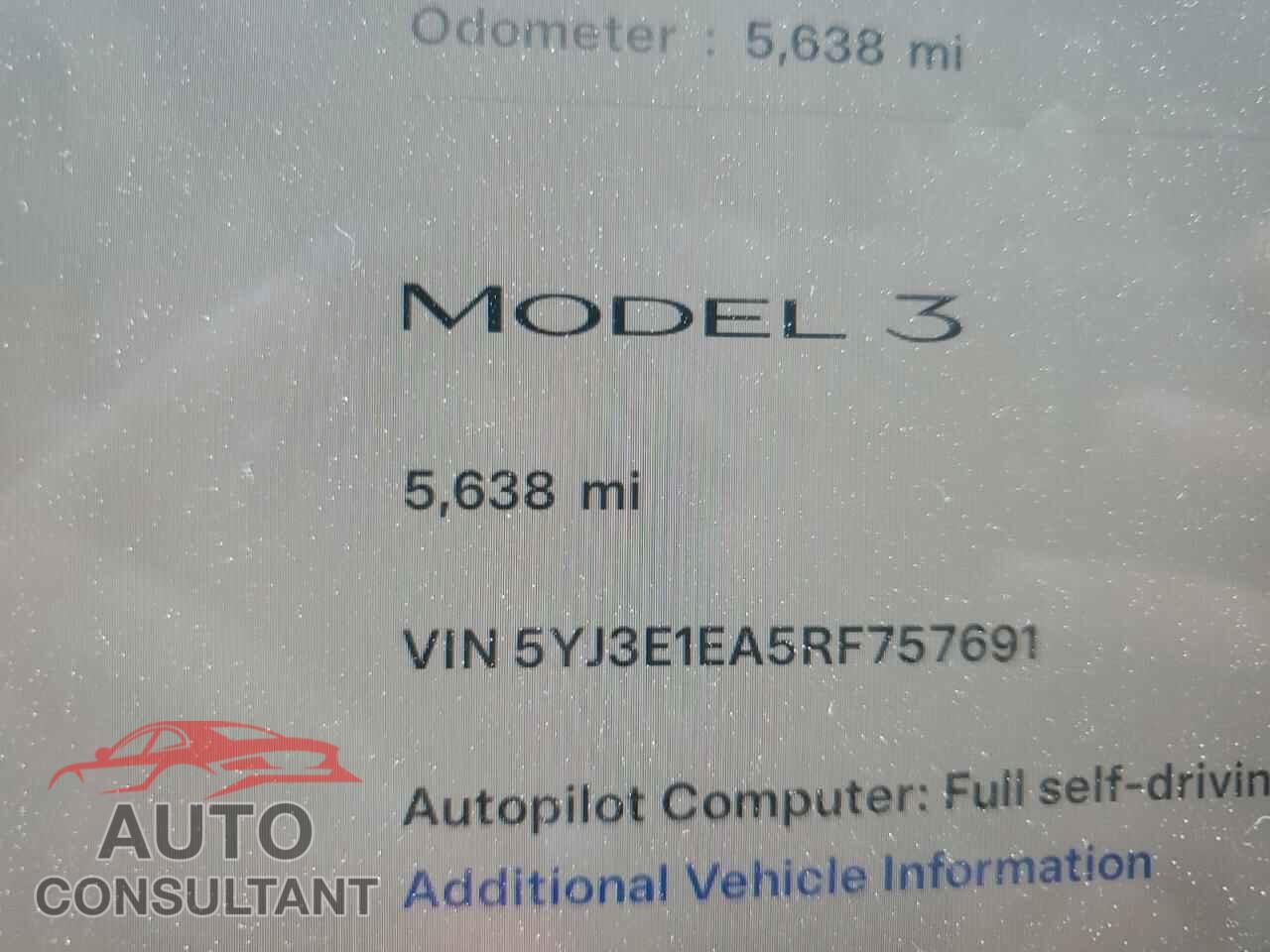 TESLA MODEL 3 2024 - 5YJ3E1EA5RF757691
