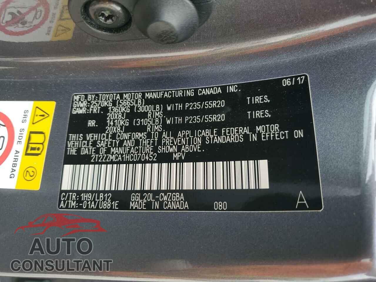 LEXUS RX350 2017 - 2T2ZZMCA1HC070452