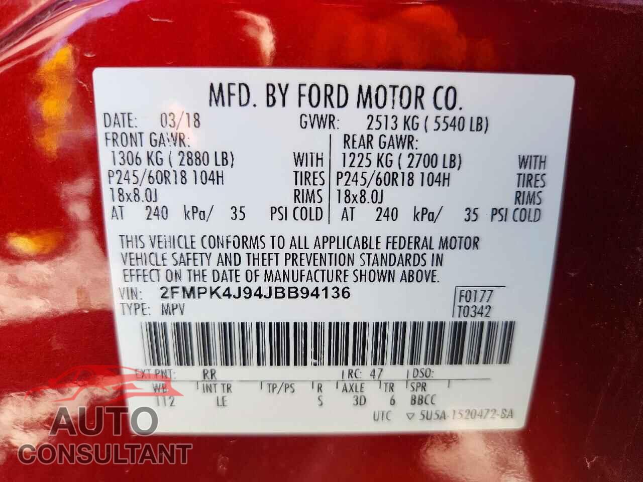 FORD EDGE 2018 - 2FMPK4J94JBB94136