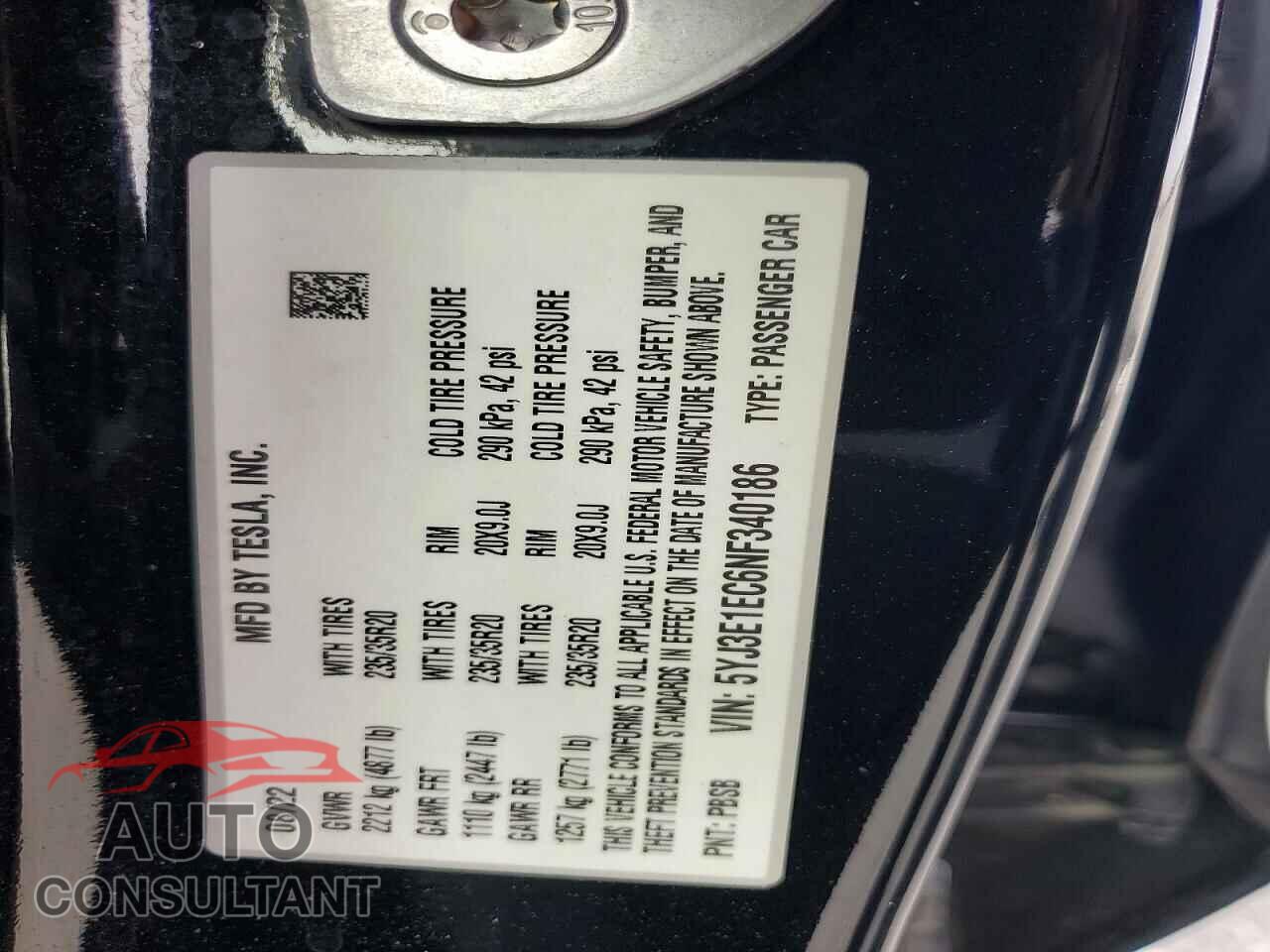 TESLA MODEL 3 2022 - 5YJ3E1EC6NF340186