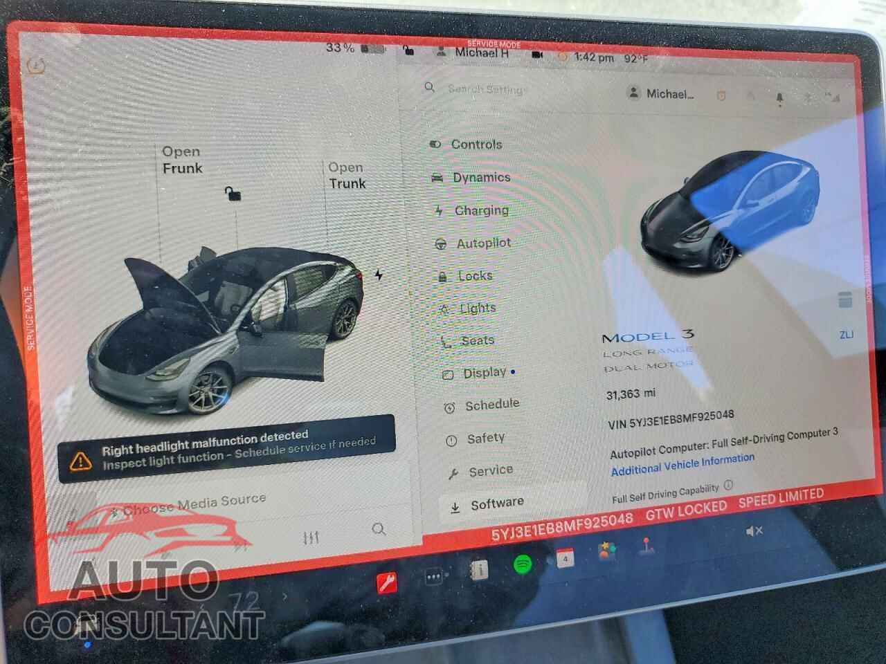 TESLA MODEL 3 2021 - 5YJ3E1EB8MF925048
