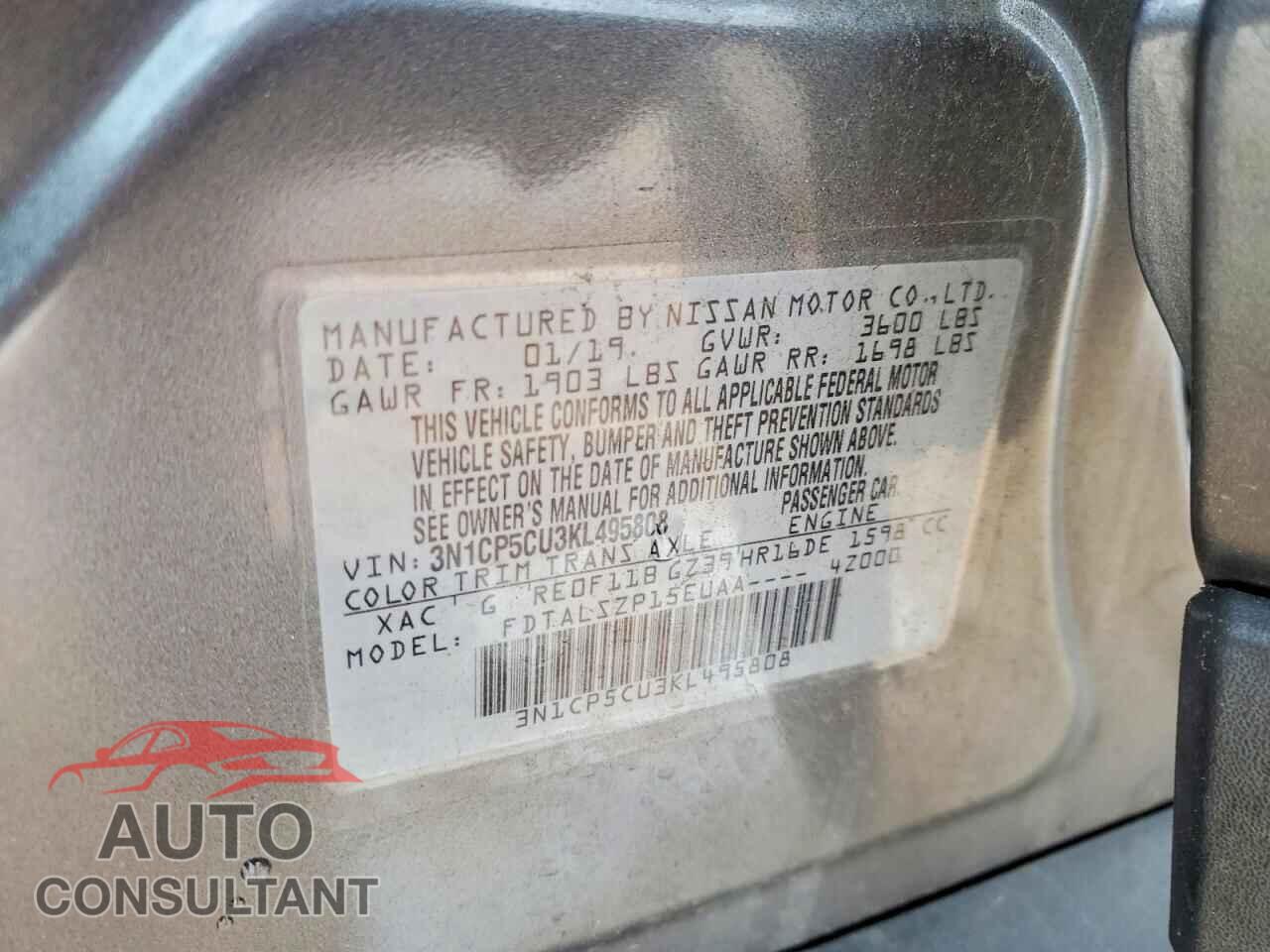 NISSAN KICKS 2019 - 3N1CP5CU3KL495808