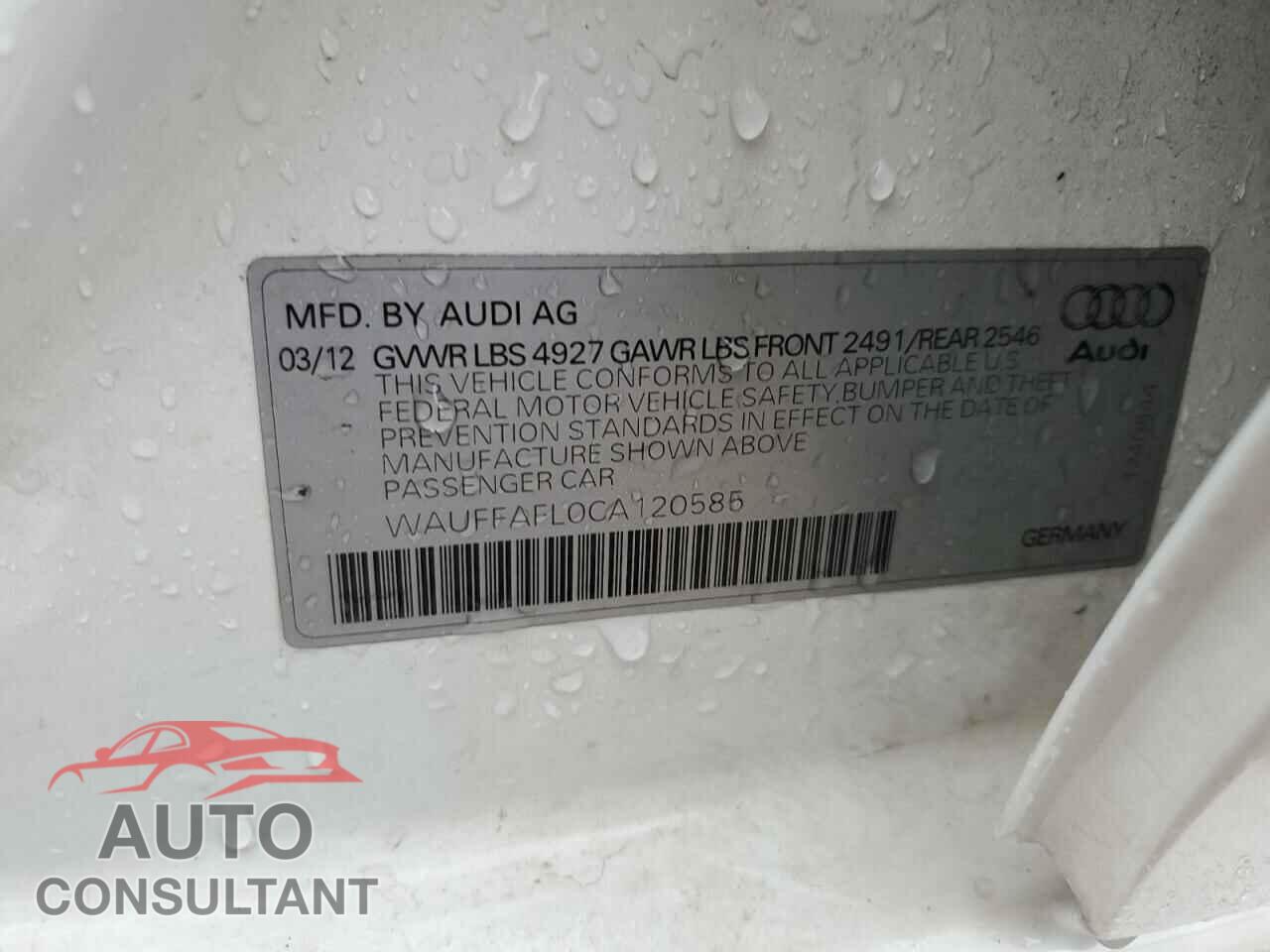 AUDI A4 2012 - WAUFFAFL0CA120585