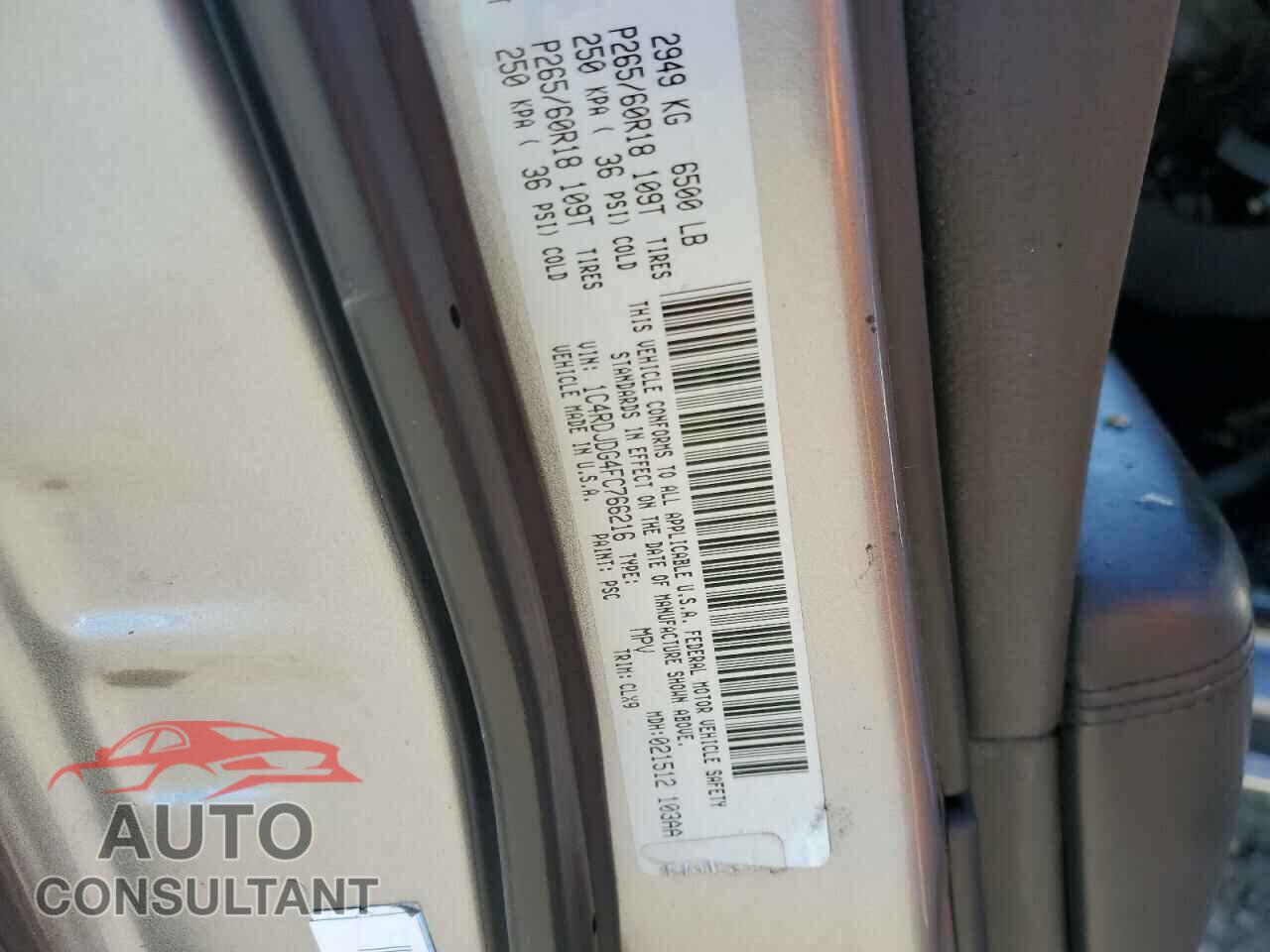 DODGE DURANGO 2015 - 1C4RDJDG4FC766216