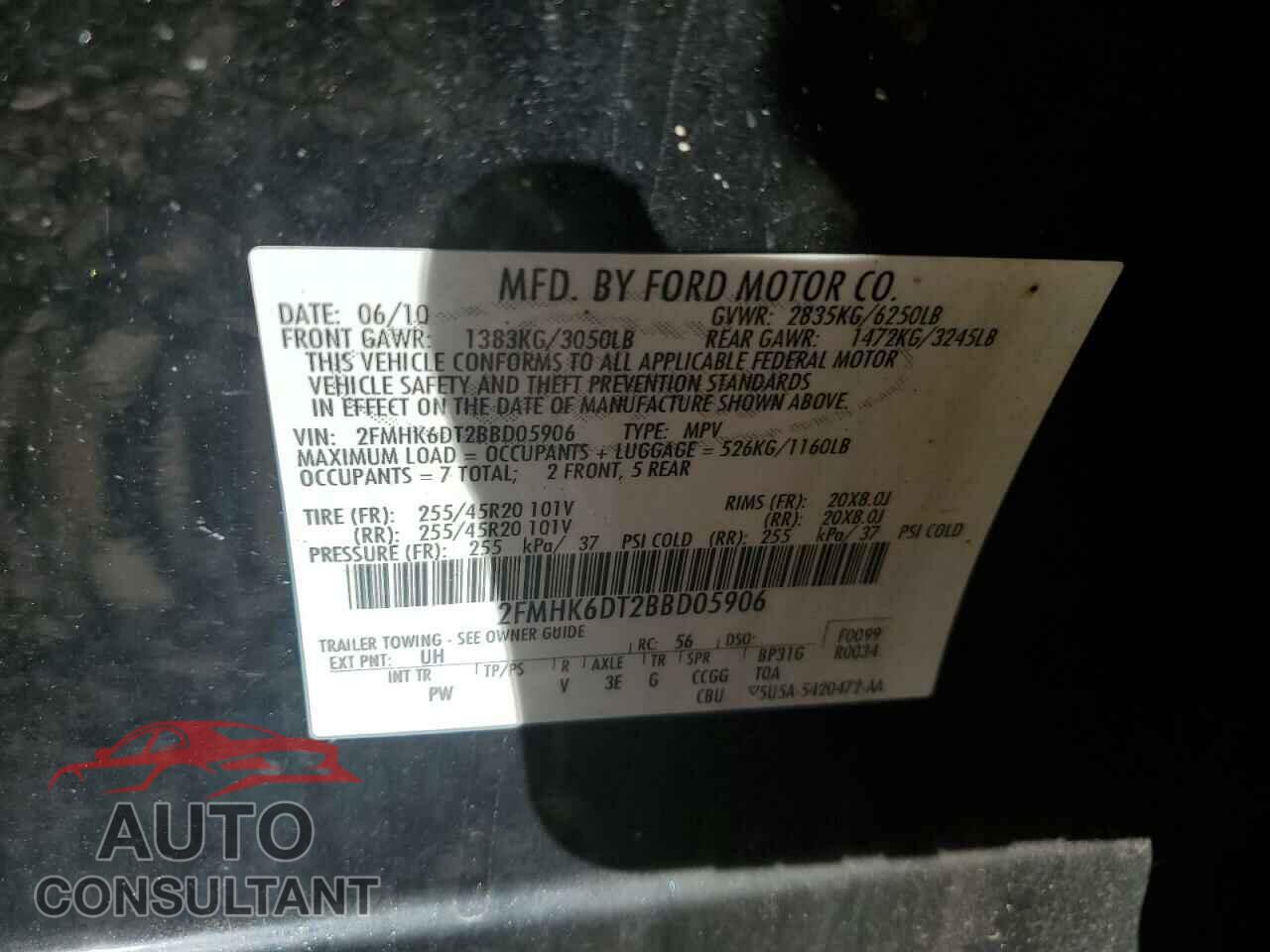 FORD FLEX 2011 - 2FMHK6DT2BBD05906