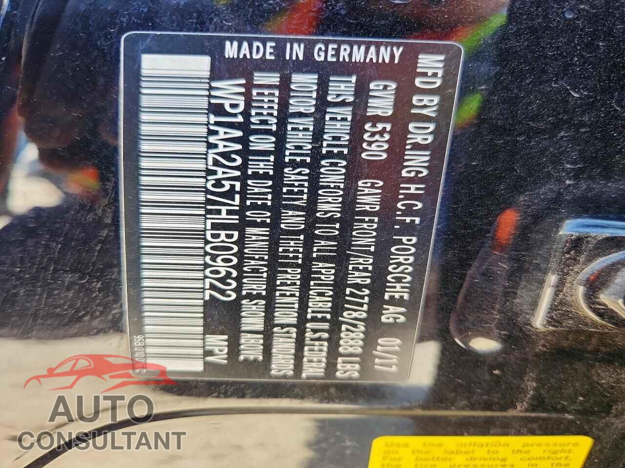 PORSCHE MACAN 2017 - WP1AA2A57HLB09622