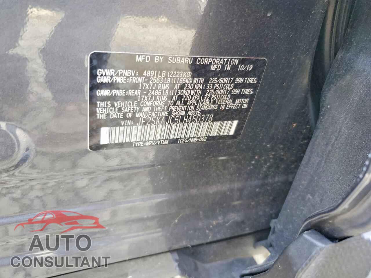 SUBARU FORESTER 2020 - JF2SKAJC5LH450378