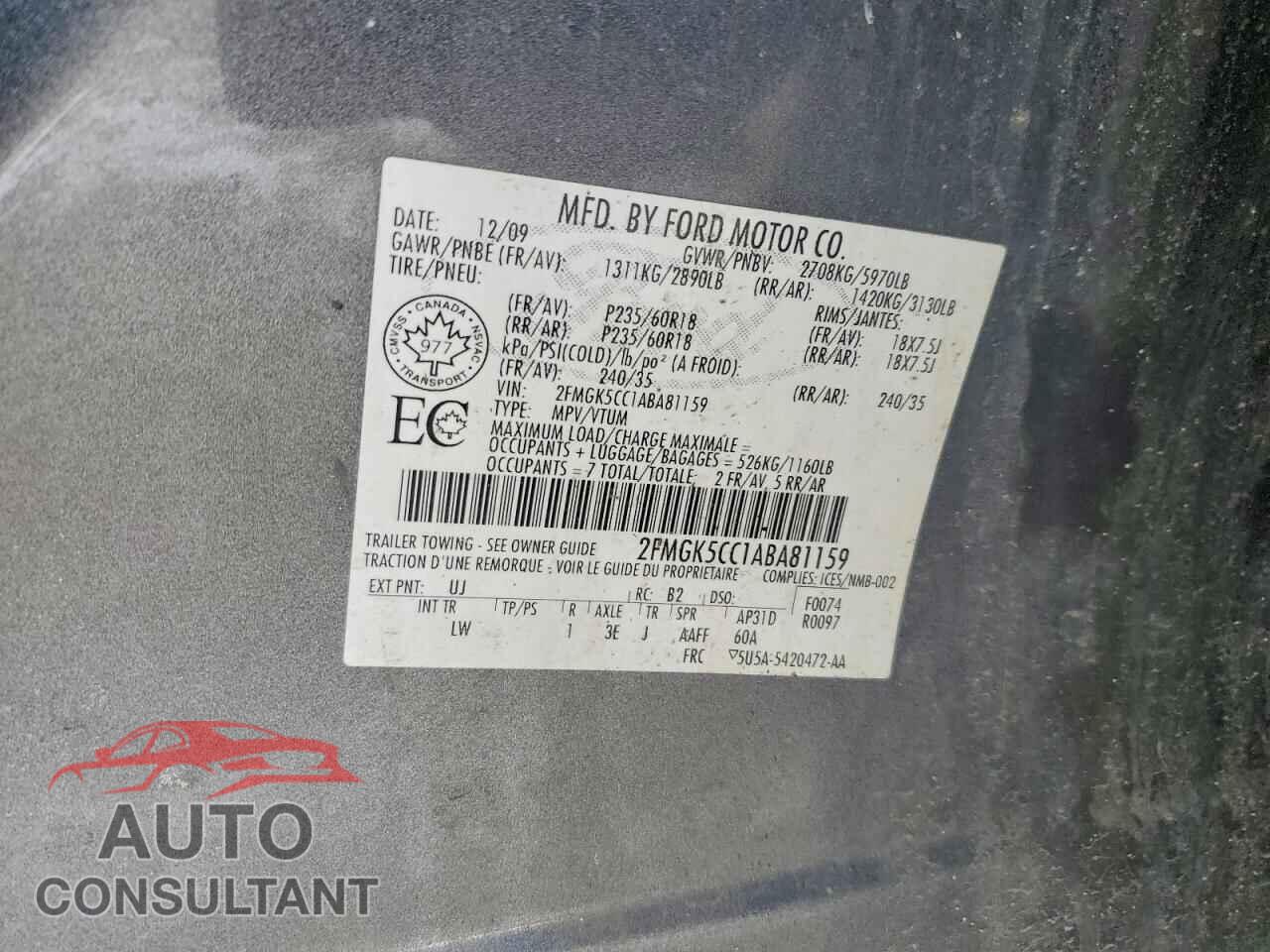 FORD FLEX 2010 - 2FMGK5CC1ABA81159