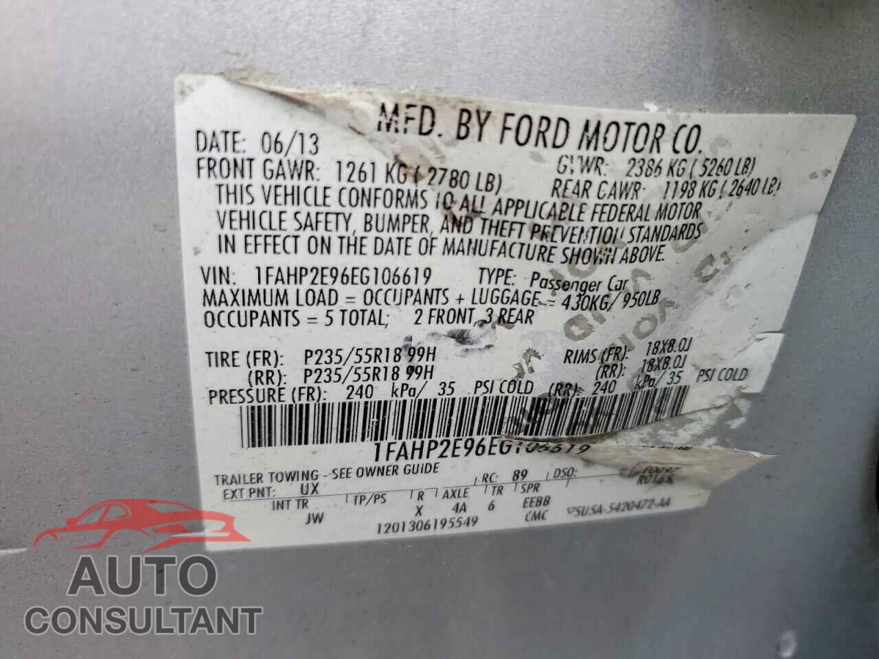 FORD TAURUS 2014 - 1FAHP2E96EG106619