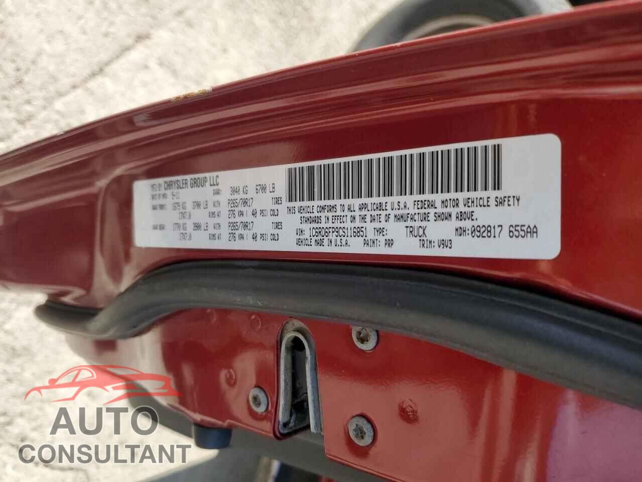 DODGE RAM 1500 2012 - 1C6RD6FP9CS116851