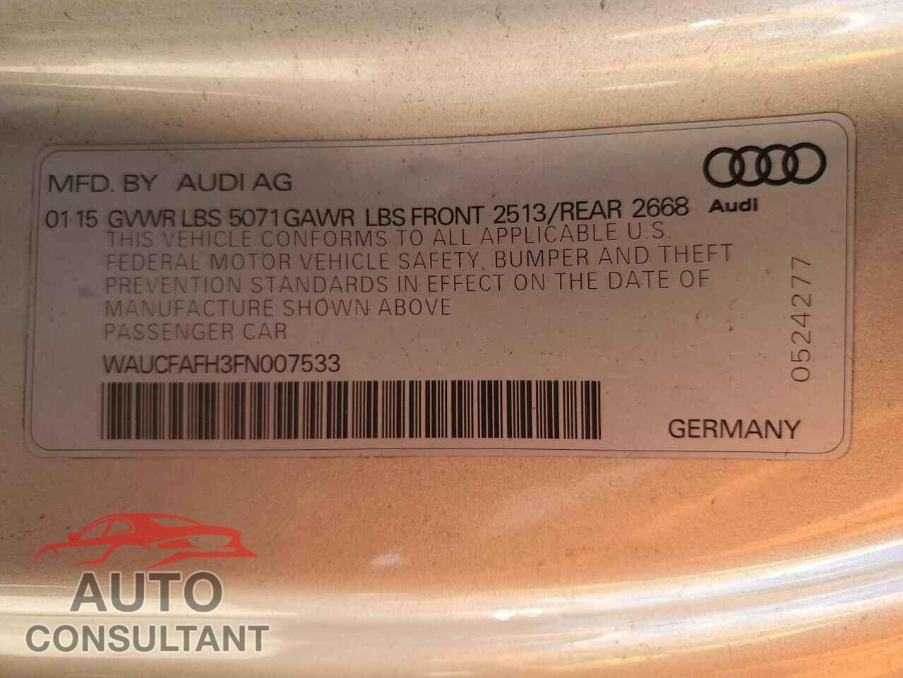 AUDI A5 2015 - WAUCFAFH3FN007533