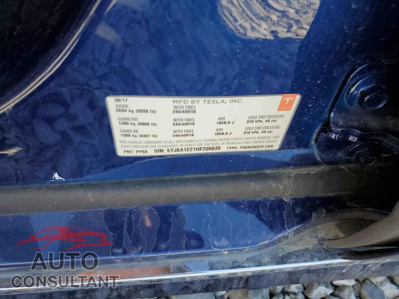 TESLA MODEL S 2017 - 5YJSA1E21HF206835