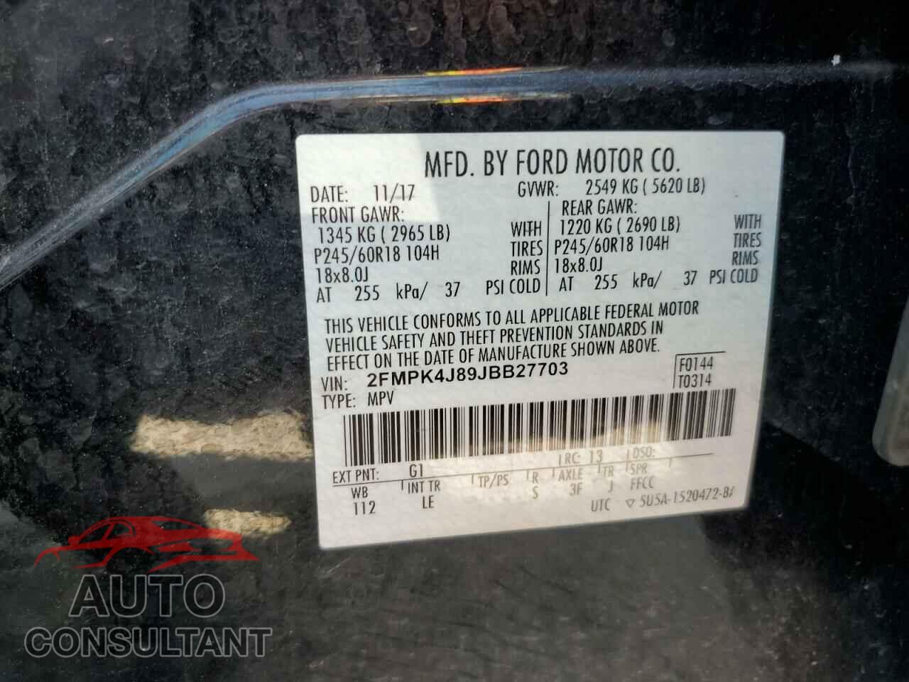 FORD EDGE 2018 - 2FMPK4J89JBB27703